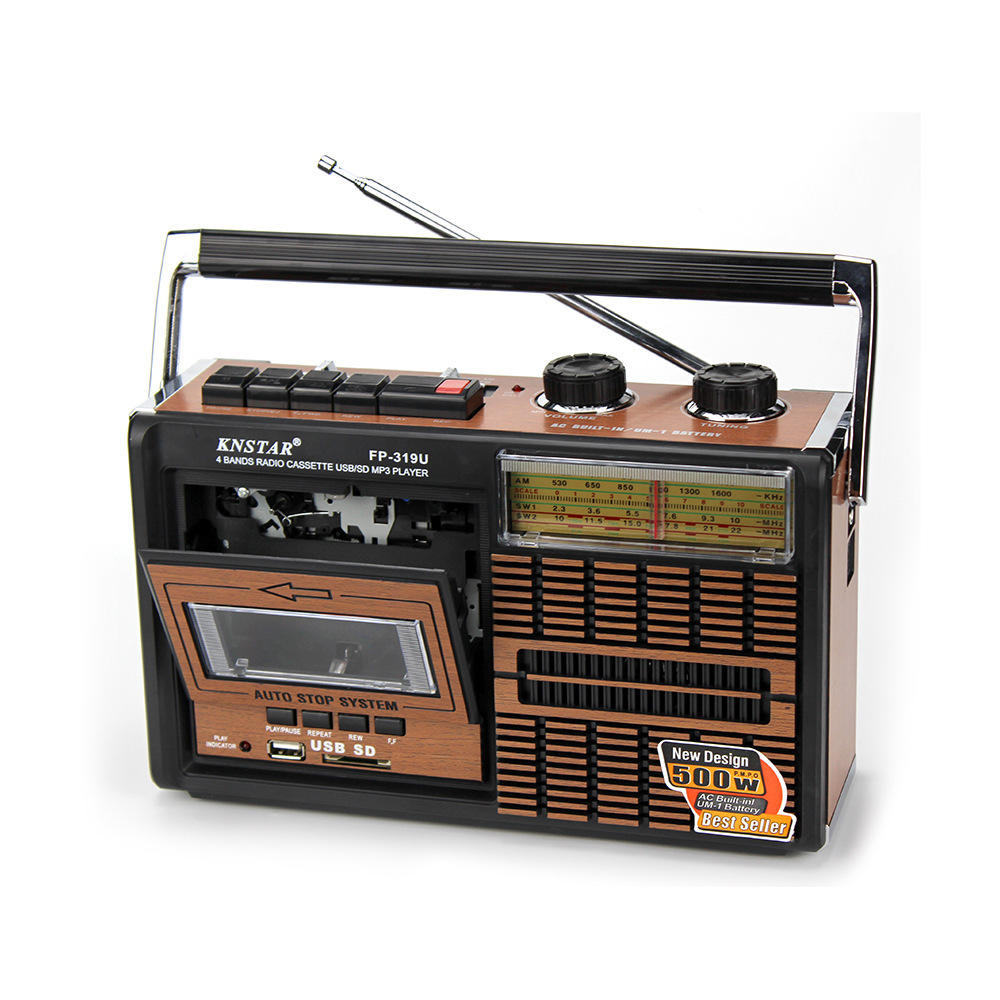 FP-319U Retro Radio Portable Speaker Antique Tape Machine Recorder Voice Recorder Plug-in Card Radio