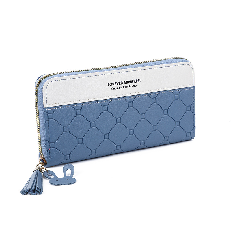New Clutch Purse Women's Zipper Student Wallet Tassel Color Matching Large-Capacity Handbag Wallet