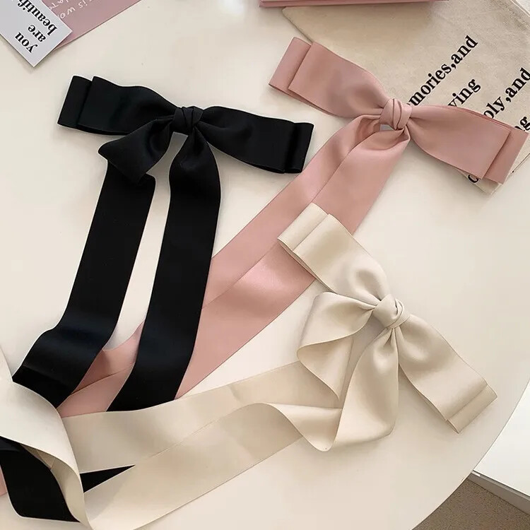 jennie同款超长蝴蝶结飘带发夹顶夹法式少女发卡后脑勺蝴蝶结头饰