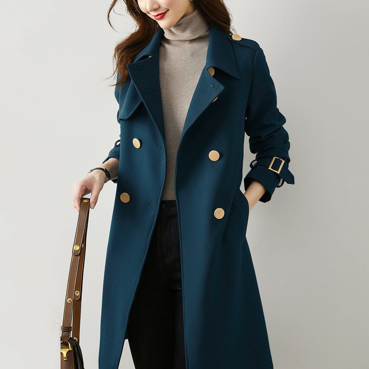 春装风衣女中长款2021年新款时尚百搭修身显瘦高端气质女装外套潮