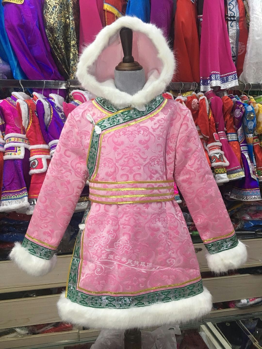 christmas 蒙古袍女童生活装秋季冬季日常装蒙古服装儿童蒙族女孩