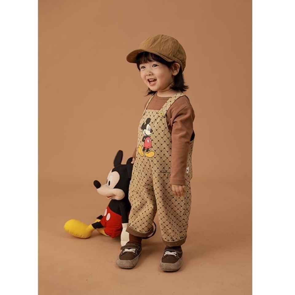 儿童米奇复古风背带裤耐磨韩版连体裤女童休闲长裤春秋