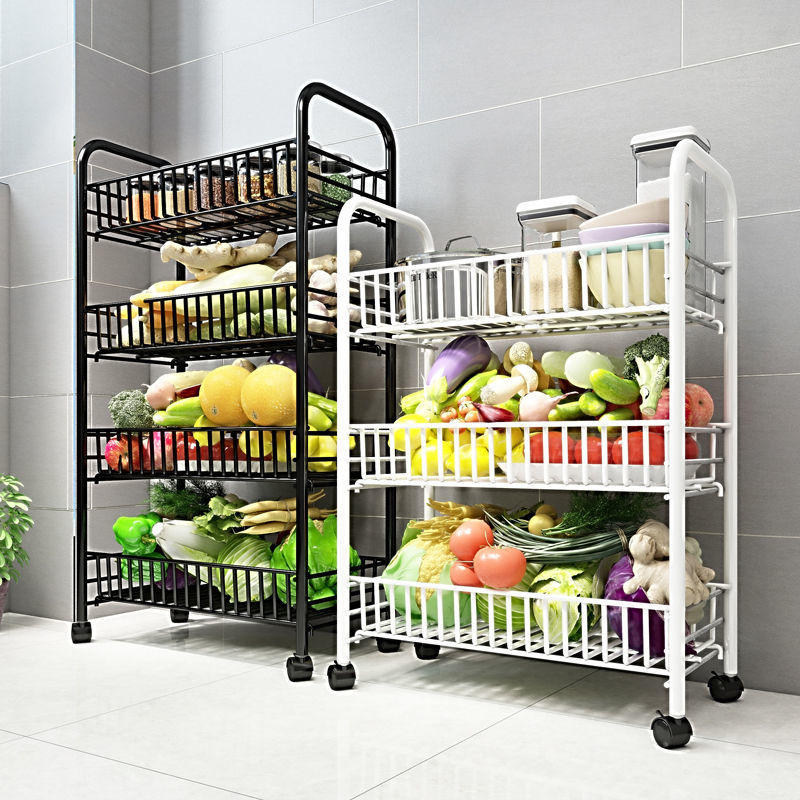 蔬菜置物架厨房落地多层可移动小推车收纳架篮子家用宿舍储物架子