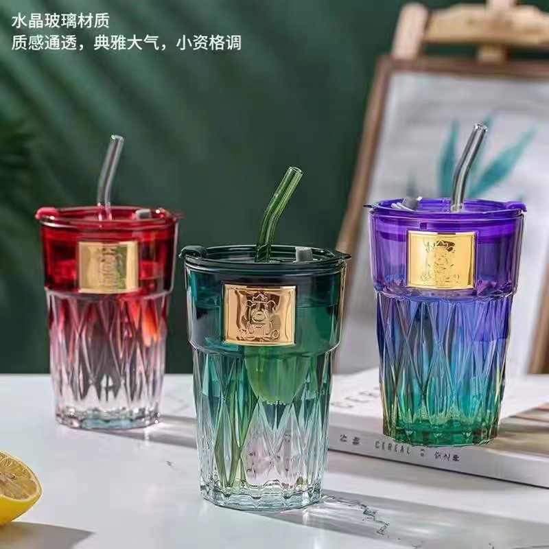 Diamond Straw Cup European and American Fashion Good-looking Glass Ins Style Juice Coffee Cup Office Wholesale