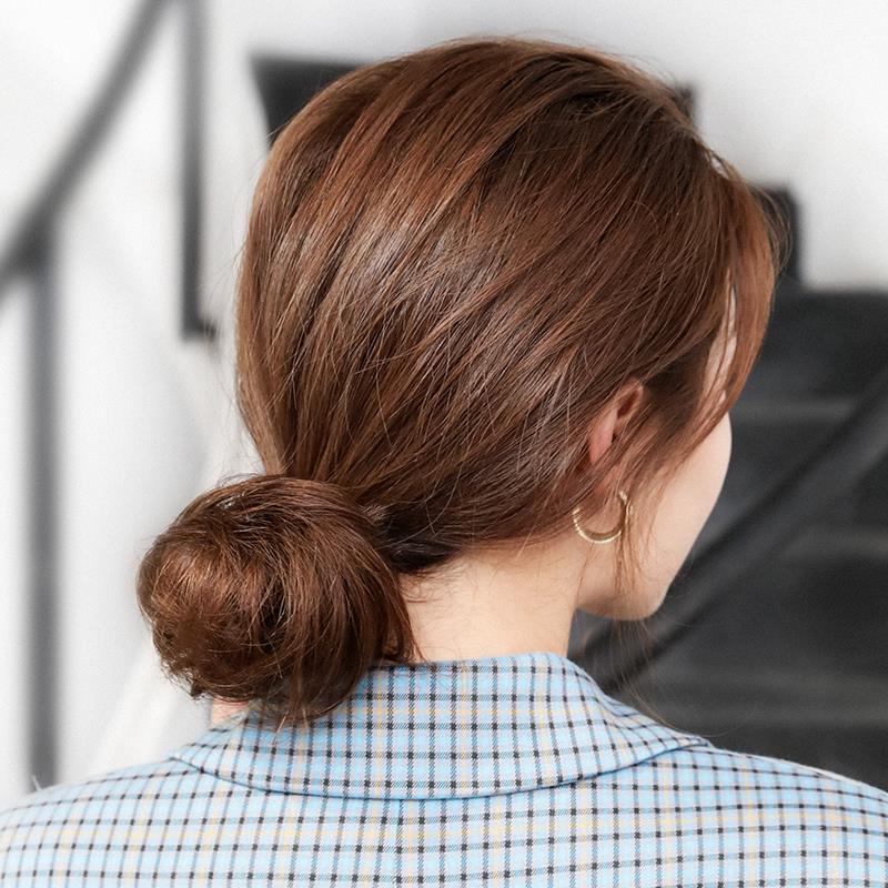 丸子头假发女低花苞真发发圈蓬松自然发包日韩风古装造型盘发跨境