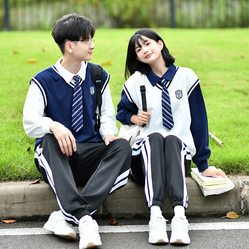 初中班服韩版学院风假两件卫衣高中小学生秋季运动会校服套装