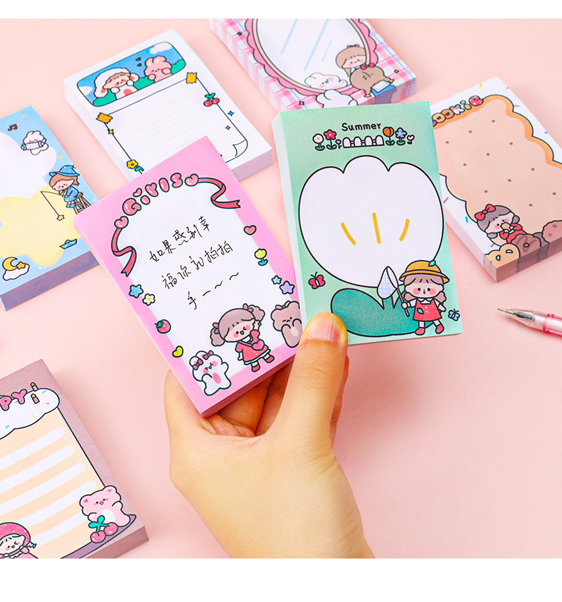 卡通嘟嘟女孩便利贴ins少女心备忘便签本学生笔记n次贴外卖便签纸