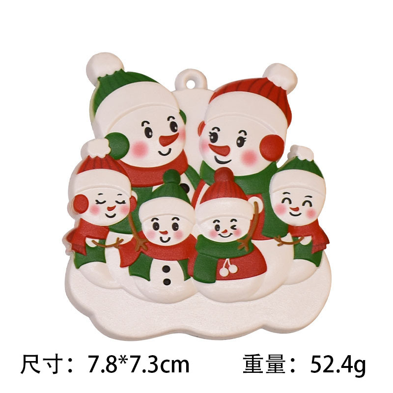 Christmas Pendant New Christmas Snowman Family Decorations Cartoon Pendant Christmas Tree Resin UV Printing Ornaments
