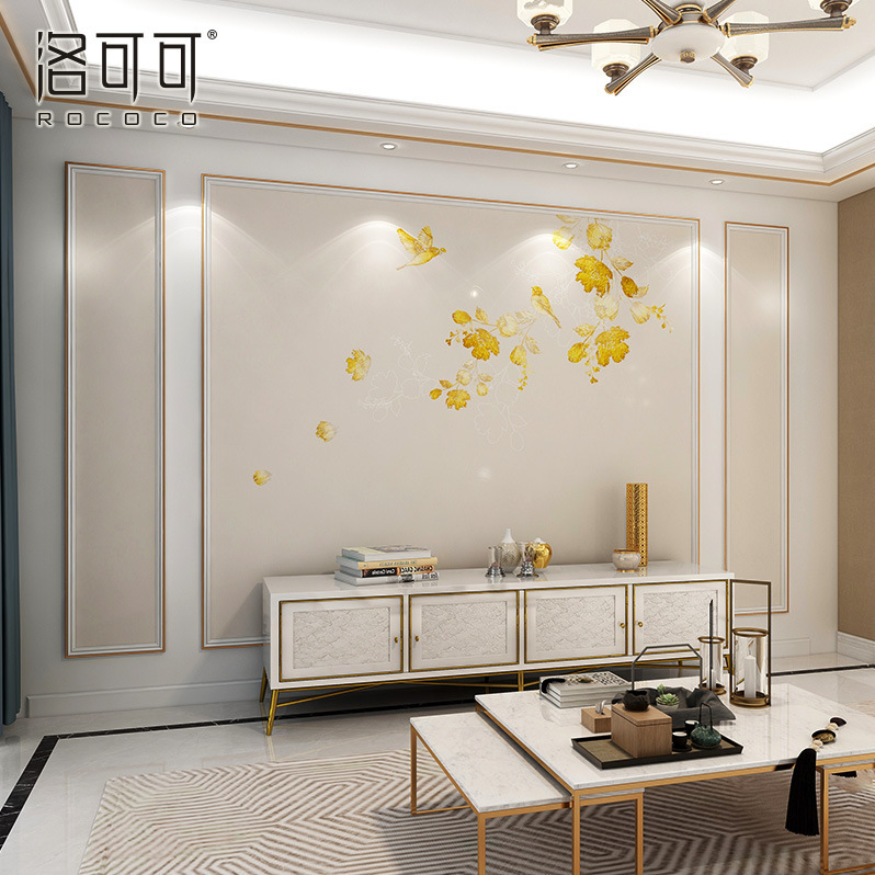 现代简约电视背景墙小花卉清新卧室影视墙壁纸3d墙布壁画春风得意