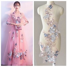 彩色蕾丝辅料 礼服同款蕾丝舞台刺绣贴花手工diy饰品服装面料布料