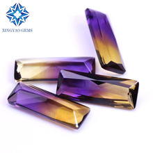 加工定制 长方形压电紫黄水晶 /合成紫黄晶 紫黄双色人造水晶宝石