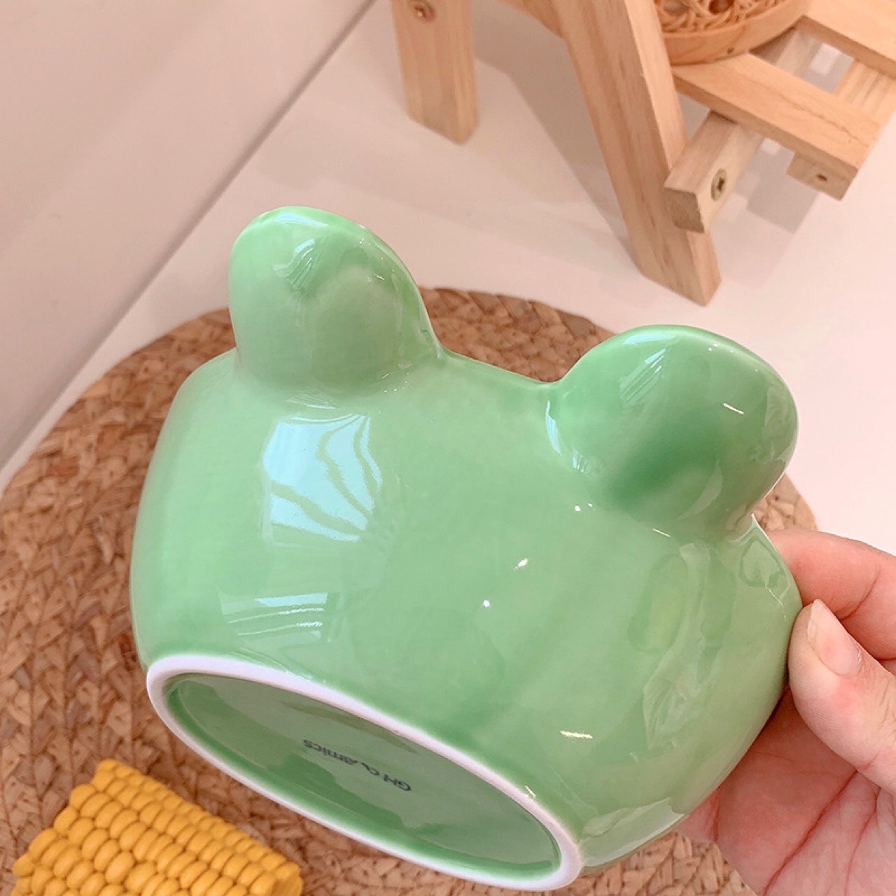 Frog Duck Rabbit Bowl Ceramic Tableware Home Cartoon Children's Large Capacity Japanese Food Cute Ins Pet Bowl