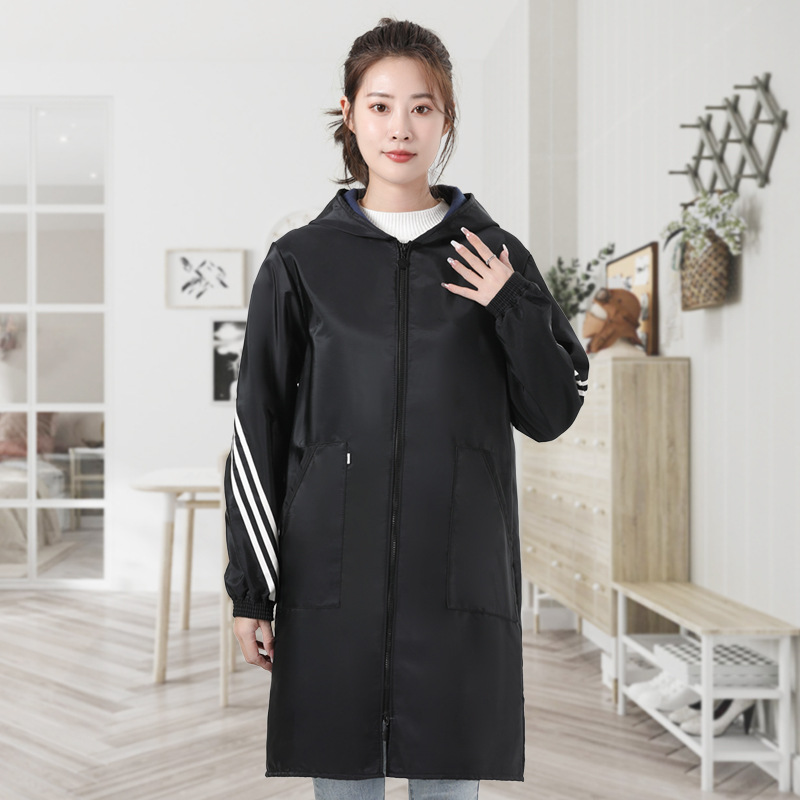 加长罩衣女新款加绒加厚长袖围裙家用厨房防水防油大人工作服外套