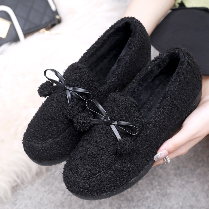 Support Processing Customized New Product Old Beijing Cloth Shoes Fleece-lined Thermal Home Wear Indoor Women Cotton Slippers One Pedal Cotton Shoes