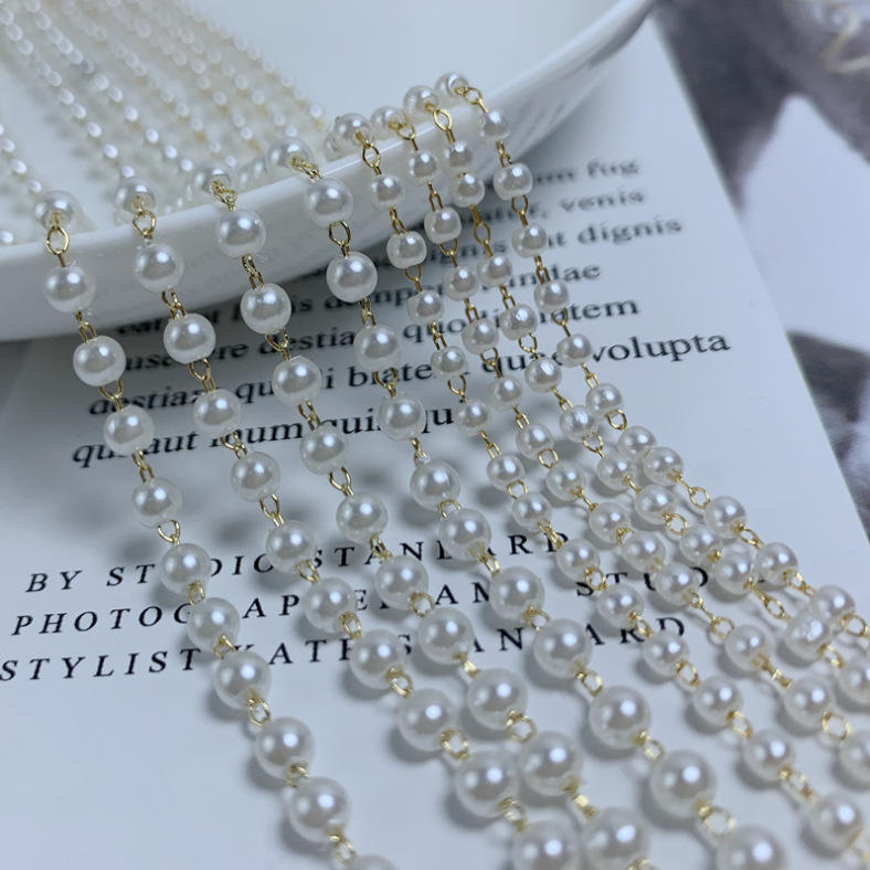 厂家直销珍珠链子 珠链 手工珍珠链条 服装装饰链 可定制款式