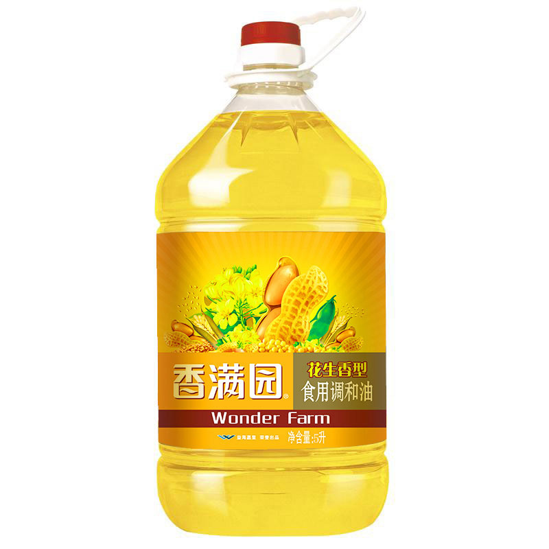 香满园花生香型食用调和油5l食用油桶装植物油家用烹饪煎炸炒菜油