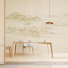 壁布山水淡雅客厅背景墙纸抽象壁画水墨书房意境现代中式创凯