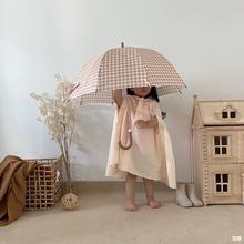 韩国ins儿童可视雨伞幼儿园创意复古格子男女宝宝伞迷你小孩小童