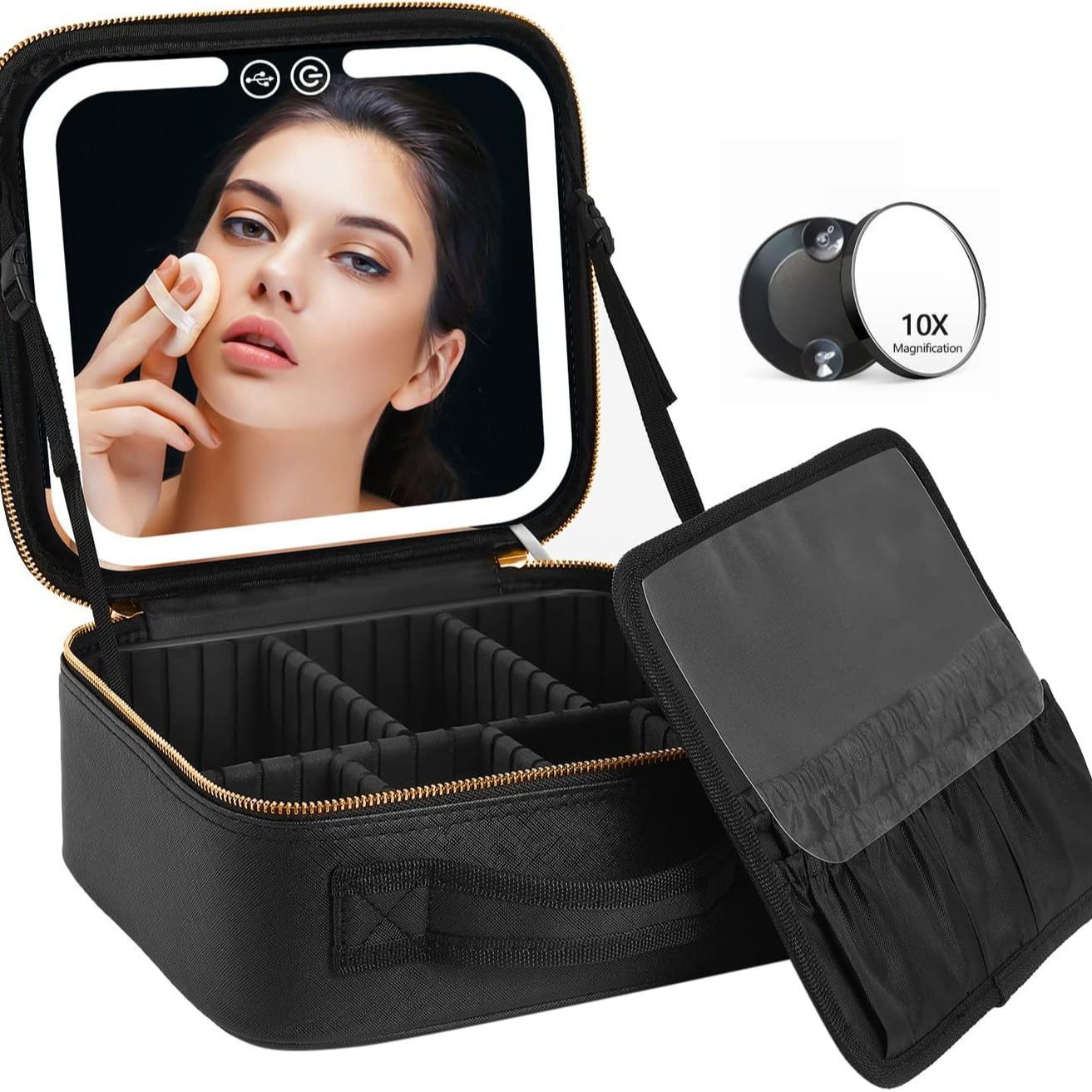 factory wholesale portable cosmetic bag good-looking wholesale large capacity with led light with mirror cosmetic storage