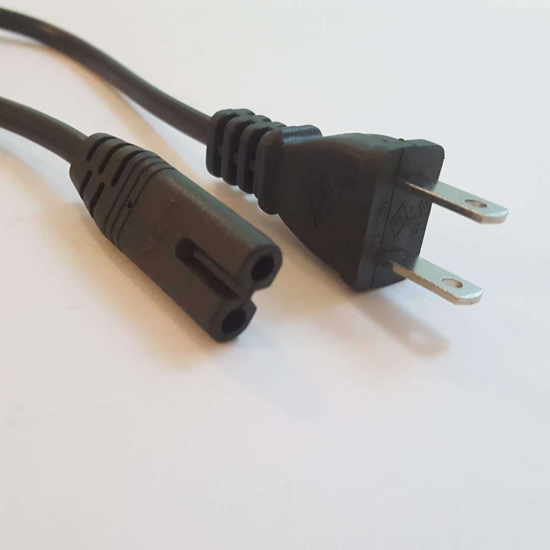 双孔扁插8字尾美式插头线美规ac电源线15米连接线2插带孔适配线