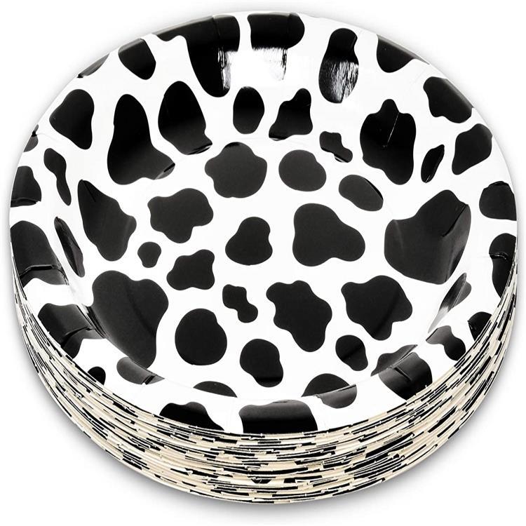 新款现货卡通农场奶牛主题派对餐具套装纸巾纸盘纸杯聚会装饰餐具