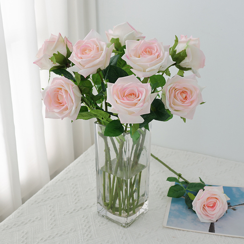 Single-Branch Moisturizing Touch Rose Artificial Flower Nordic Home Coffee Table Decoration Artificial Flower Decoration Rose Wholesale