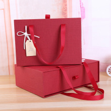 伴手礼礼盒包装创意商务抽屉盒大红色手提满月糖果包装礼盒子批发