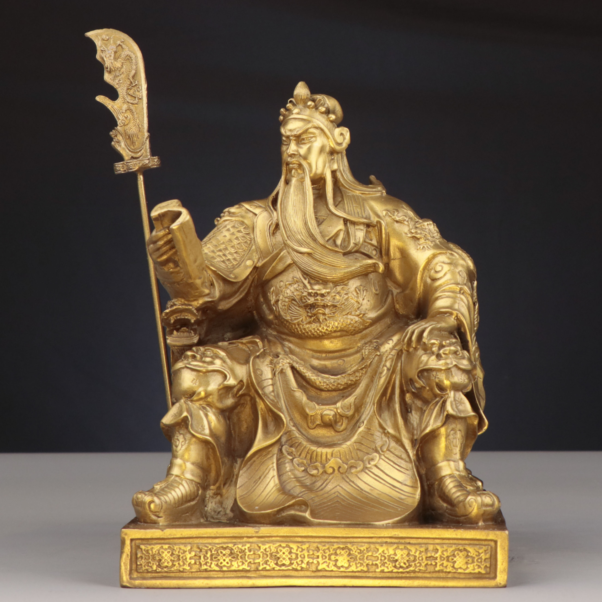 杨铜记 家居办公室摆件 铜关公 看书关公 文财神 关公读书