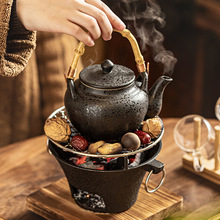 铁铸围炉煮茶炉提梁壶日式家用室内全套烤茶网红茶壶炭炉明火炭火