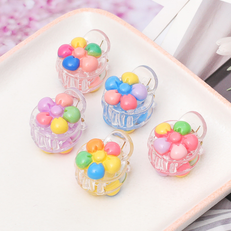 儿童五色花小抓夹女童迷你小花头饰夹子头饰边夹小女孩公主发饰