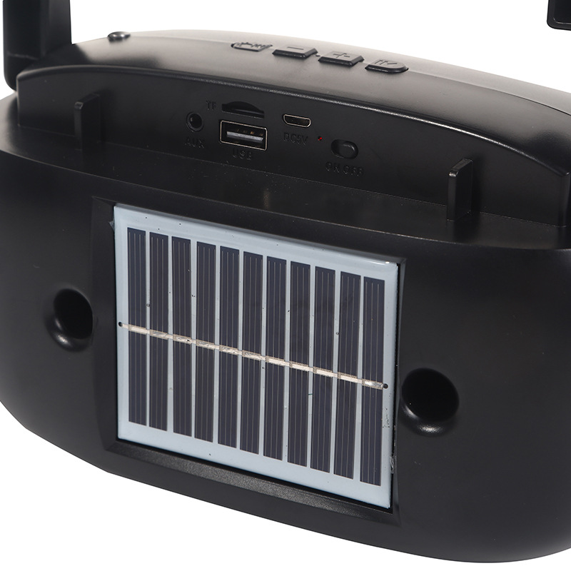 Outdoor Portable Black Muitiband Radio Retro Solar Light Player for the Elderly Bluetooth Audio