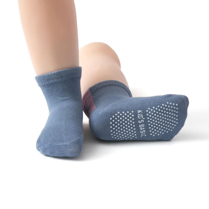 2023 New Spring and Summer Amazon Children Non-Slip Floor Socks Solid Color Polka Dot Cotton Socks Children's Socks Wholesale 12 Pairs
