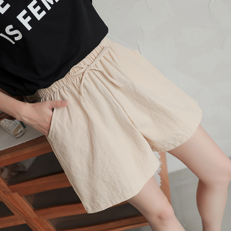 Foreign Trade Popular Style Summer New Loose Linen Cotton Linen Large Size Student Sports Casual Shorts Women's Wide-Legged Pants