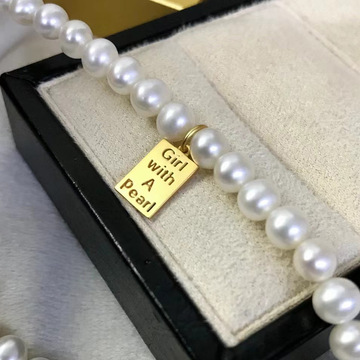 diy配件 s925纯银珍珠项链手链串珠吊牌 手工银托 半成品吊坠女