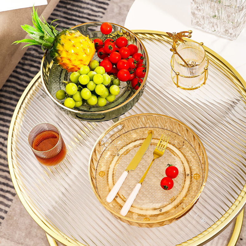 Internet Hot Light Luxury 360 ° Rotating Fruit Plate Household Tray Fruit Plate Living Room Coffee Table Wholesale Snack Dish