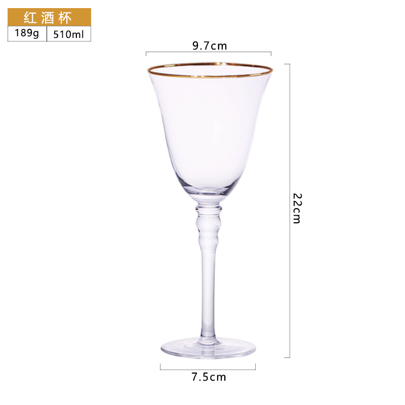 Creative Wine Glass Golden Edge Wine Glass Champagne Glass Model Room Wine Set Soft Furnishings Table Decoration Glass Cup