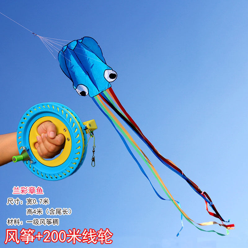 Big Kite Wholesale Weifang Kite New Soft Octopus Kite Children Flying Wheel Adult Triangle Long Tail Large
