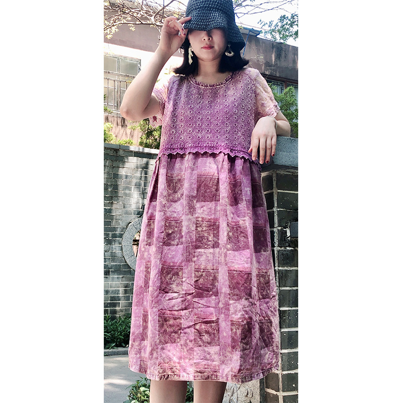 2024夏季寻款小众亚麻连衣裙日系复古宽松气质设计感长裙现货批发