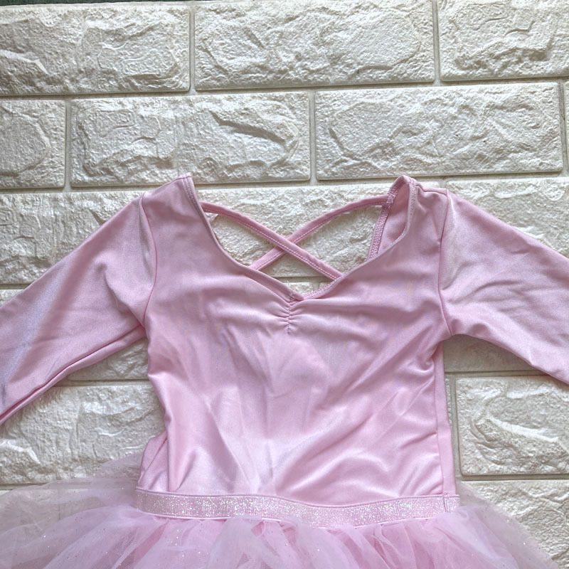 外贸原单拉丁舞练功服女童2021秋儿童舞蹈服秋季粉色基本功练功服