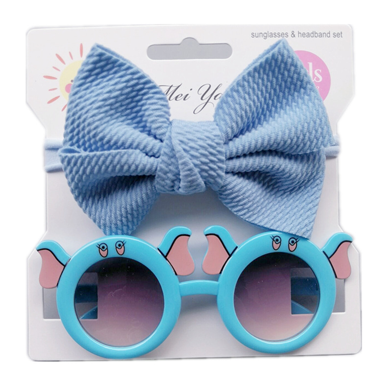 New Kid's Eyewear Sunglasses Cartoon Baby Sunglasses Baby Elephant Bow Solid Color Headband Combination Sets Decoration