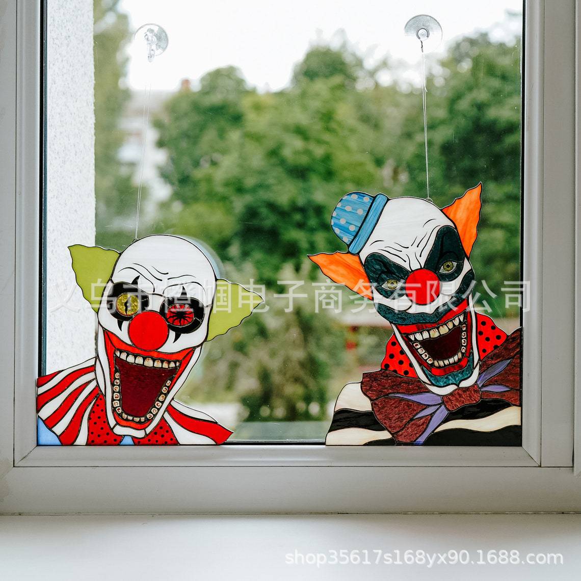window hangings horror halloween decor 万圣节窗户小丑挂饰