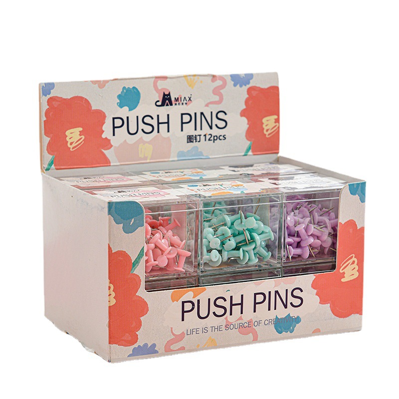 Macaron Color Creative Box-Packed Pushpin Colored, Small-Sized Plastic Push Pin Kindergarten Art Message Board Nail