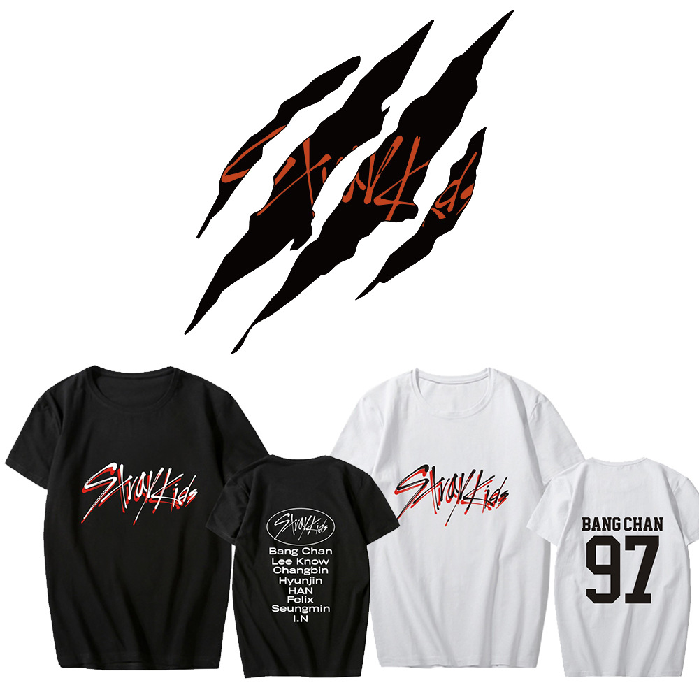 stray kids组合专辑go生周边应援打歌衣服文字宽松套头短袖t恤女