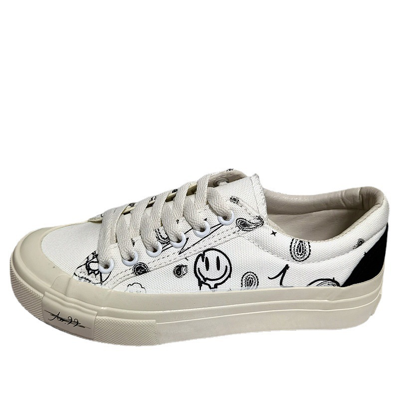 米色笑脸帆布鞋女smiley笑脸帆布鞋2021秋季新款休闲潮小白鞋