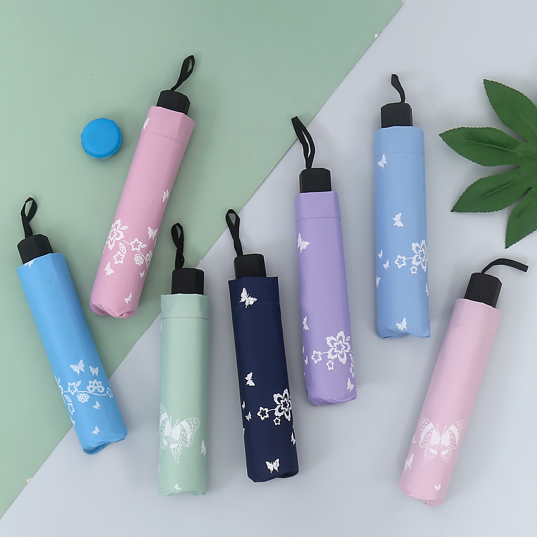 天女伞 包邮 10骨波浪双面蝶恋花 黑胶防晒太阳伞雨伞定 制礼品伞