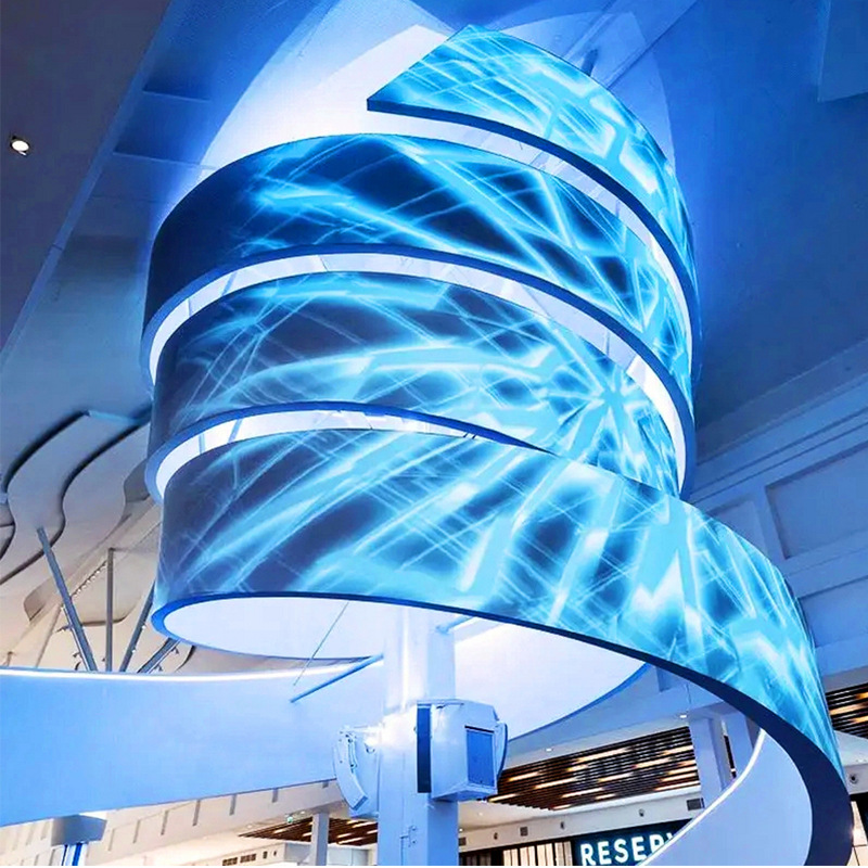 p4 led全彩柔性软屏异性圆柱显示屏室内无缝拼接展厅商场广告屏