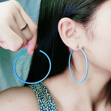 大耳圈女韩国气质耳环耳坠银针喷漆糖果色彩色大圆圈圈圈时尚耳饰