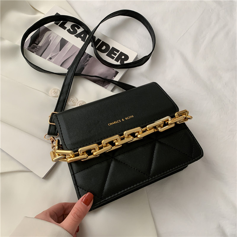 Popular Rhombus Chain Small Bag for Women 2021 Spring New Fashion Embroidery Thread Wide Shoulder Strap Shoulder Bag Messenger Bag