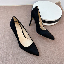 外贸女鞋新款细跟礼仪鞋法式尖头高跟职业黑色工作鞋