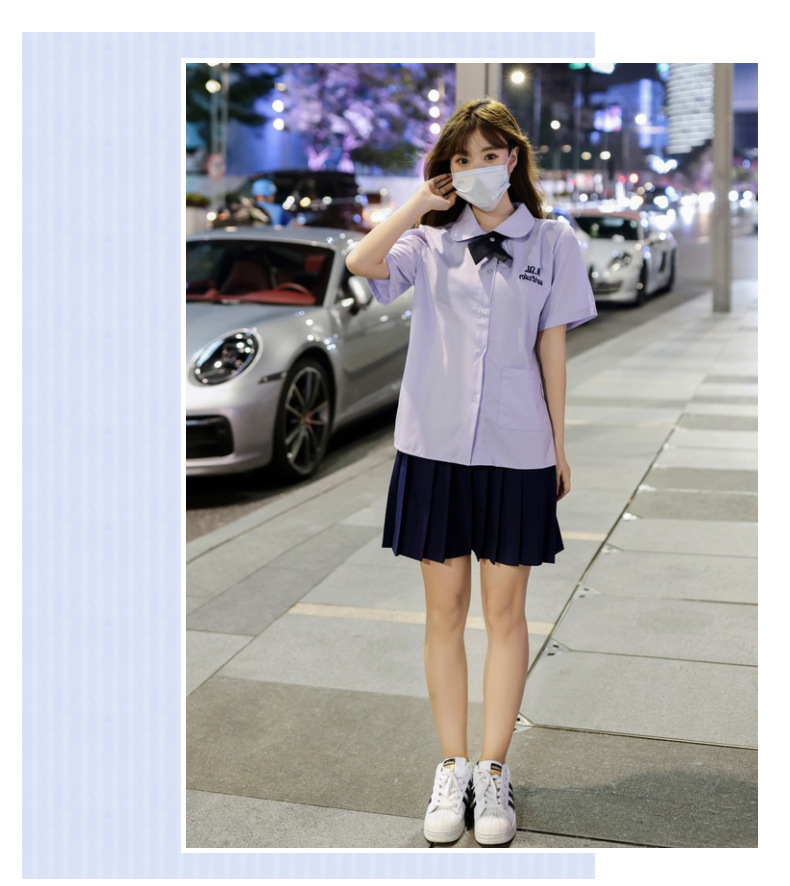 泰国校服学院风衬衫短裙jk制服套装禁忌女孩娜诺同款圆领学生班服